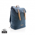 Canvas laptop backpack PVC free, blue