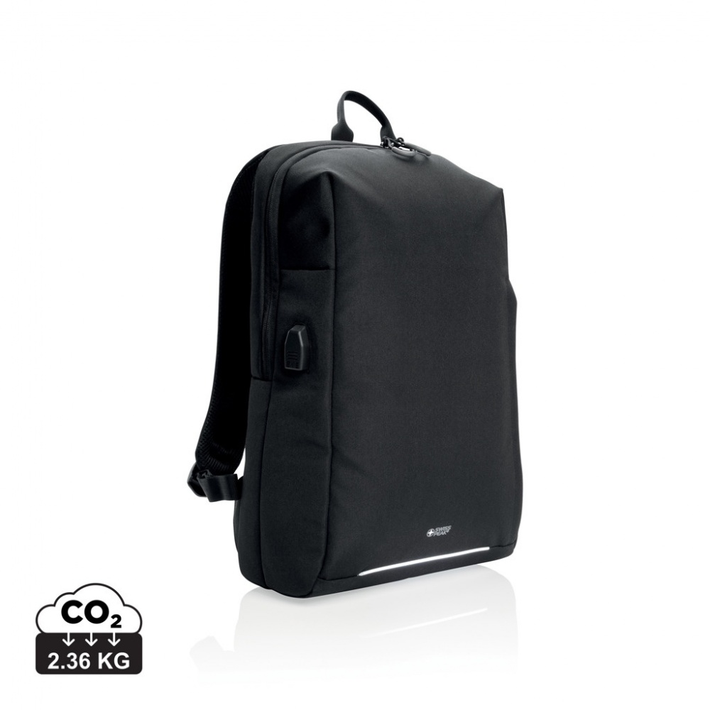 Logotrade promotional merchandise image of: Swiss Peak AWARE™ RFID and USB A laptop backpack