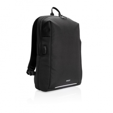 Logo trade promotional merchandise picture of: Swiss Peak AWARE™ RFID and USB A laptop backpack