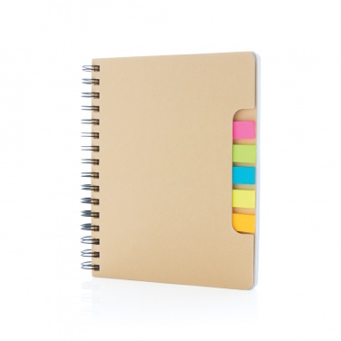 Logo trade business gift photo of: A5 Kraft spiral notebook with sticky notes