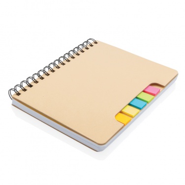 Logo trade promotional gifts image of: A5 Kraft spiral notebook with sticky notes