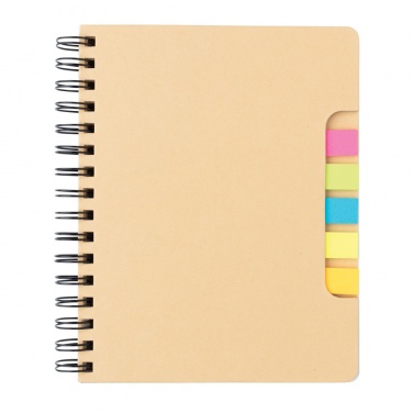 Logo trade advertising products image of: A5 Kraft spiral notebook with sticky notes