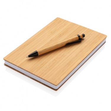 Logo trade promotional merchandise image of: A5 Bamboo notebook & pen set