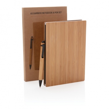 Logotrade advertising products photo of: A5 Bamboo notebook & pen set