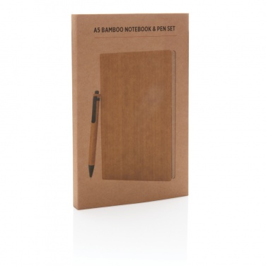 Logotrade promotional giveaway image of: A5 Bamboo notebook & pen set