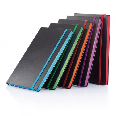 Logo trade business gift photo of: Deluxe hardcover A5 notebook with coloured side