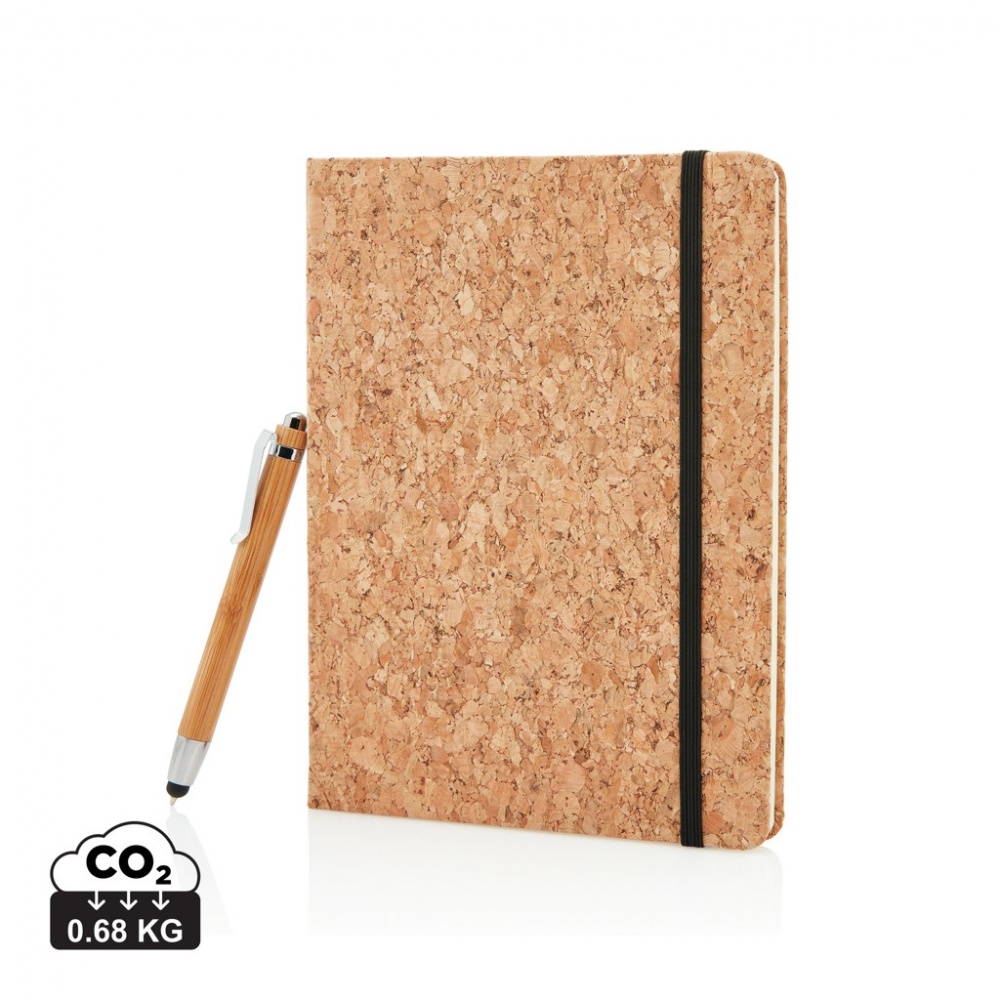 Logotrade promotional product image of: A5 notebook with bamboo pen including stylus