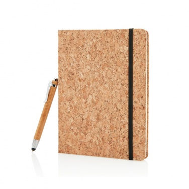 Logotrade promotional giveaway image of: A5 notebook with bamboo pen including stylus