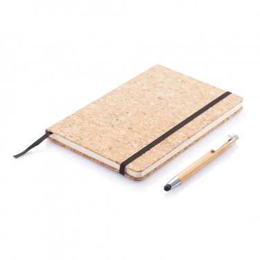 Logotrade promotional gift picture of: A5 notebook with bamboo pen including stylus