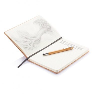 Logotrade promotional product picture of: A5 notebook with bamboo pen including stylus