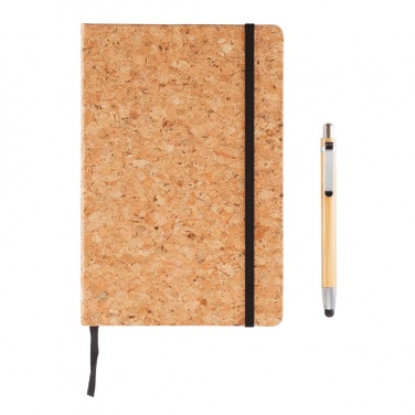 Logo trade corporate gifts picture of: A5 notebook with bamboo pen including stylus