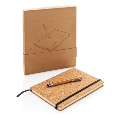 Logo trade corporate gifts picture of: A5 notebook with bamboo pen including stylus