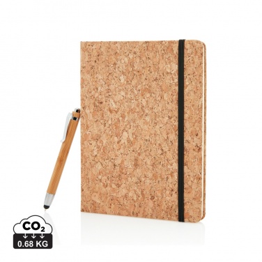 Logotrade promotional merchandise picture of: A5 notebook with bamboo pen including stylus