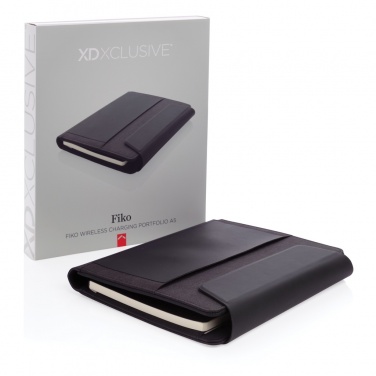 Logo trade promotional item photo of: Fiko wireless charging A5 portfolio with powerbank