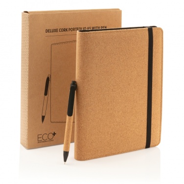 Logotrade promotional gift picture of: Deluxe cork portfolio A5 with pen