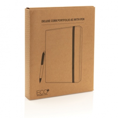 Logo trade business gift photo of: Deluxe cork portfolio A5 with pen