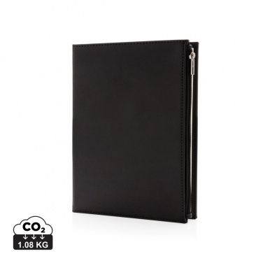 Logo trade promotional merchandise photo of: Swiss Peak A5 PU notebook with zipper pocket