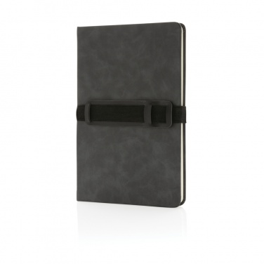 Logo trade promotional gifts image of: Deluxe hardcover PU notebook A5 with phone and pen holder