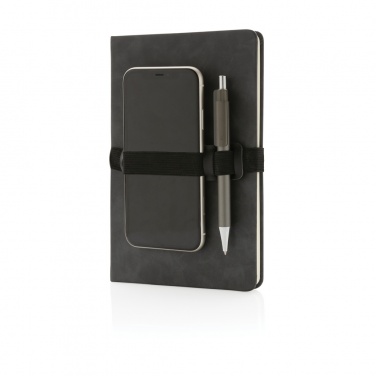 Logo trade corporate gift photo of: Deluxe hardcover PU notebook A5 with phone and pen holder