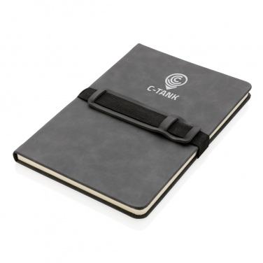 Logotrade promotional giveaway picture of: Deluxe hardcover PU notebook A5 with phone and pen holder