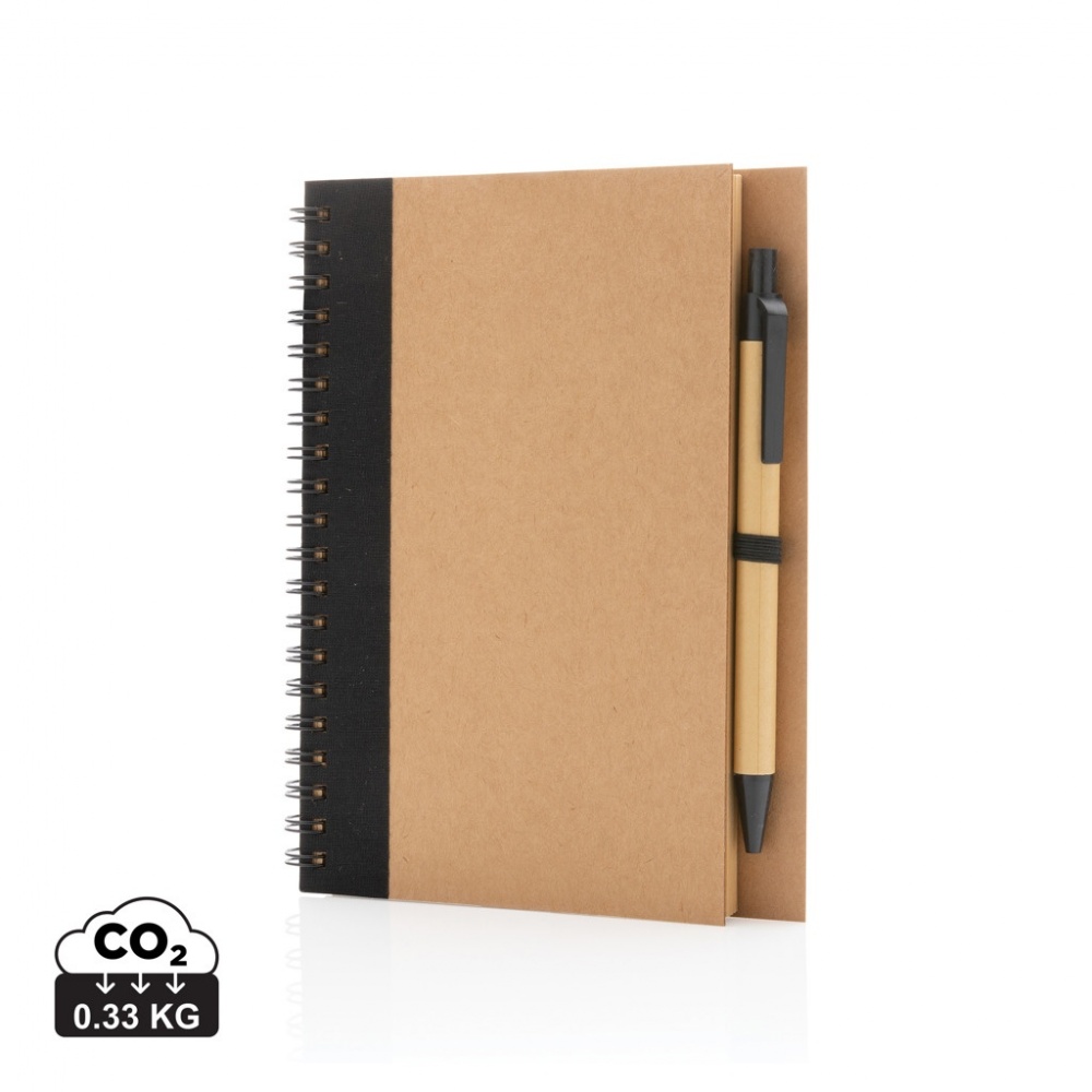 Logo trade promotional giveaway photo of: Kraft spiral notebook with pen