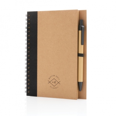 Logotrade business gift image of: Kraft spiral notebook with pen