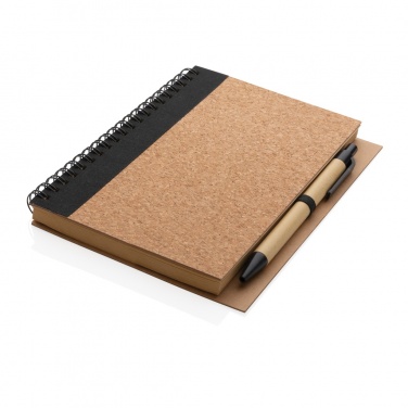 Logo trade business gift photo of: Cork spiral notebook with pen