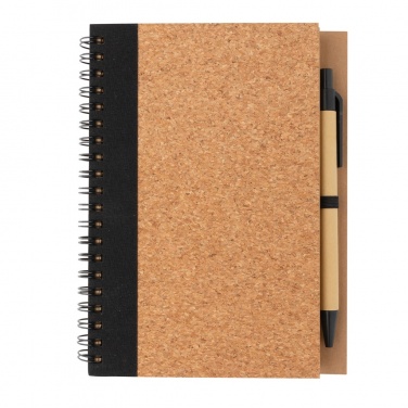 Logo trade promotional giveaways image of: Cork spiral notebook with pen