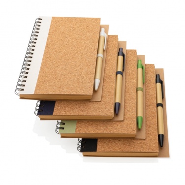 Logo trade promotional merchandise image of: Cork spiral notebook with pen