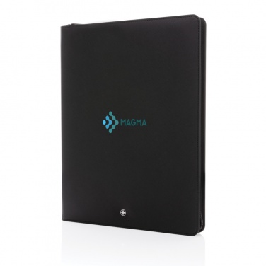 Logo trade corporate gift photo of: Swiss Peak Heritage RCS rPU A4 portfolio with zipper