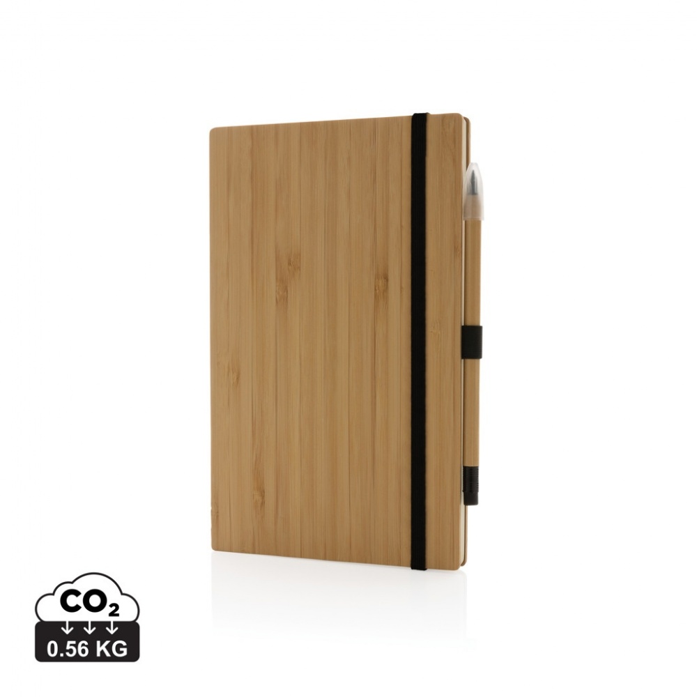 Logo trade corporate gift photo of: Bamboo notebook and infinity pencil set