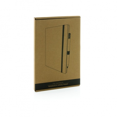 Logo trade corporate gifts image of: Bamboo notebook and infinity pencil set