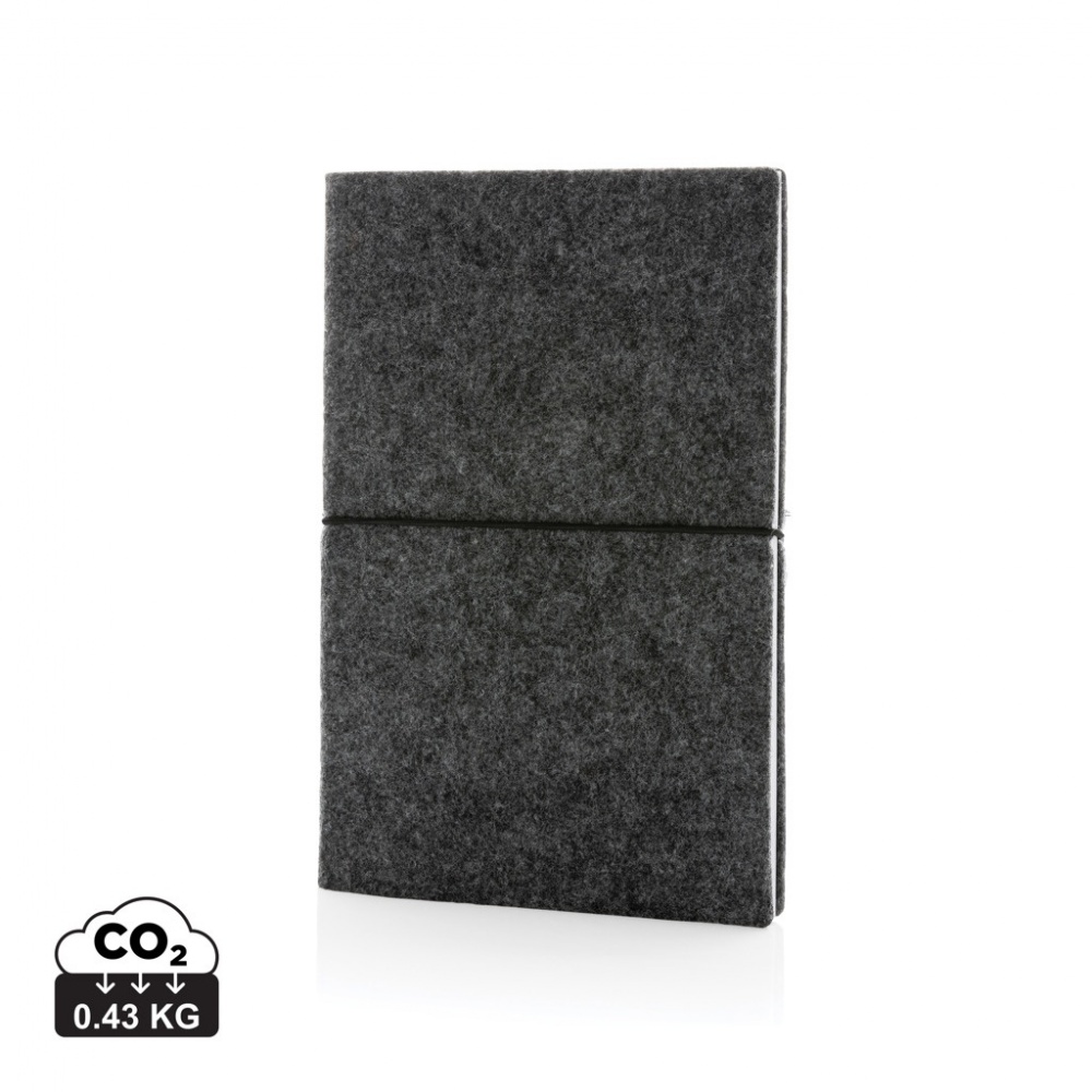 Logotrade advertising products photo of: GRS certified recycled felt A5 softcover notebook