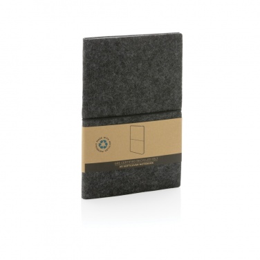 Logotrade promotional item image of: GRS certified recycled felt A5 softcover notebook