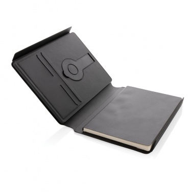 Logo trade promotional items picture of: Swiss Peak RCS rePU notebook with 2-in-1 wireless charger