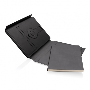 Logotrade promotional product image of: Swiss Peak RCS rePU notebook with 2-in-1 wireless charger