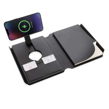 Logotrade advertising product picture of: Swiss Peak RCS rePU notebook with 2-in-1 wireless charger