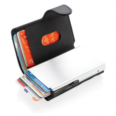 Logo trade advertising products picture of: Standard aluminium RFID cardholder with PU wallet