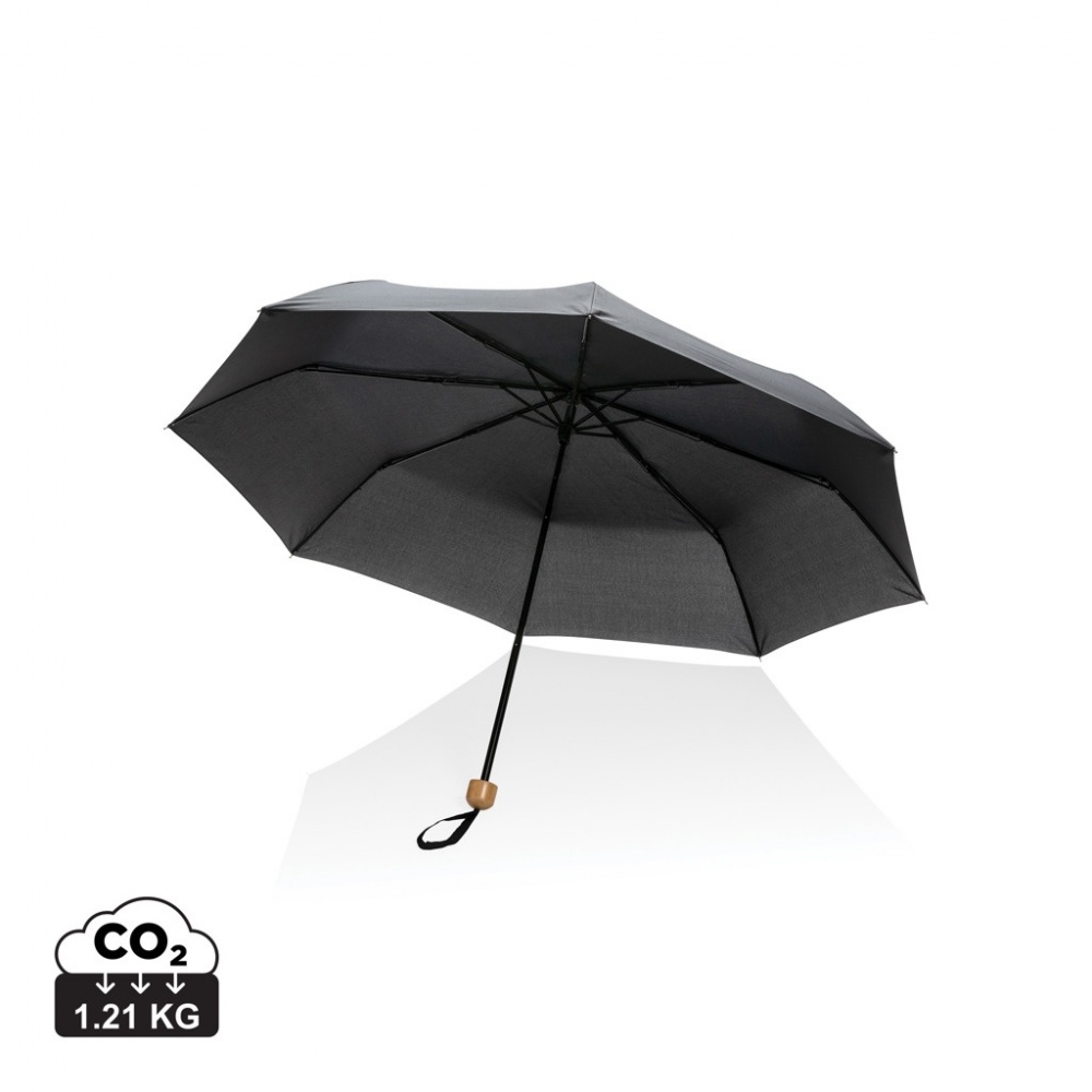 Logo trade corporate gifts image of: 20.5" Impact AWARE™ RPET 190T Pongee bamboo mini umbrella