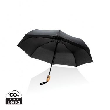 Logo trade promotional gifts picture of: 21" Impact AWARE™ RPET 190T bamboo auto open/close umbrella