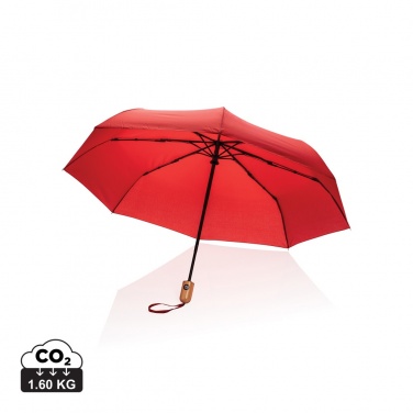 Logotrade promotional products photo of: 21" Impact AWARE™ RPET 190T bamboo auto open/close umbrella