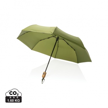 Logo trade corporate gifts picture of: 21" Impact AWARE™ RPET 190T bamboo auto open/close umbrella