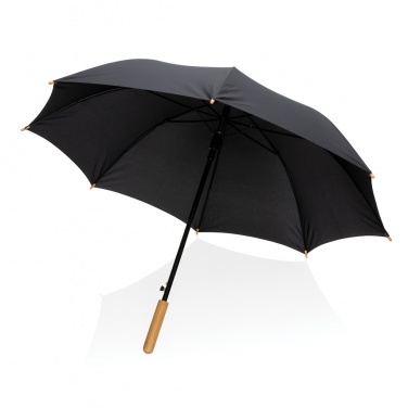 Logo trade advertising product photo of: 23" Impact AWARE™ RPET 190T auto open bamboo umbrella