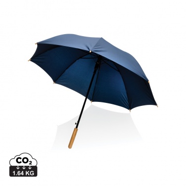 Logo trade corporate gift photo of: 23" Impact AWARE™ RPET 190T auto open bamboo umbrella