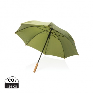 Logotrade advertising products photo of: 23" Impact AWARE™ RPET 190T auto open bamboo umbrella