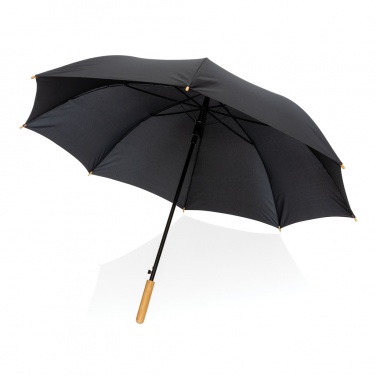 Logo trade corporate gifts image of: 27" Impact AWARE™ RPET 190T auto open bamboo umbrella