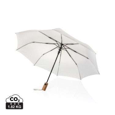 Logotrade corporate gifts photo of: Kaycey 21" AWARE™ RPET Acacia wood mini auto open umbrella