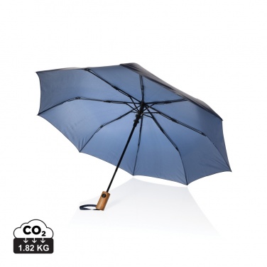 Logo trade promotional merchandise photo of: Kaycey 21" AWARE™ RPET Acacia wood mini auto open umbrella