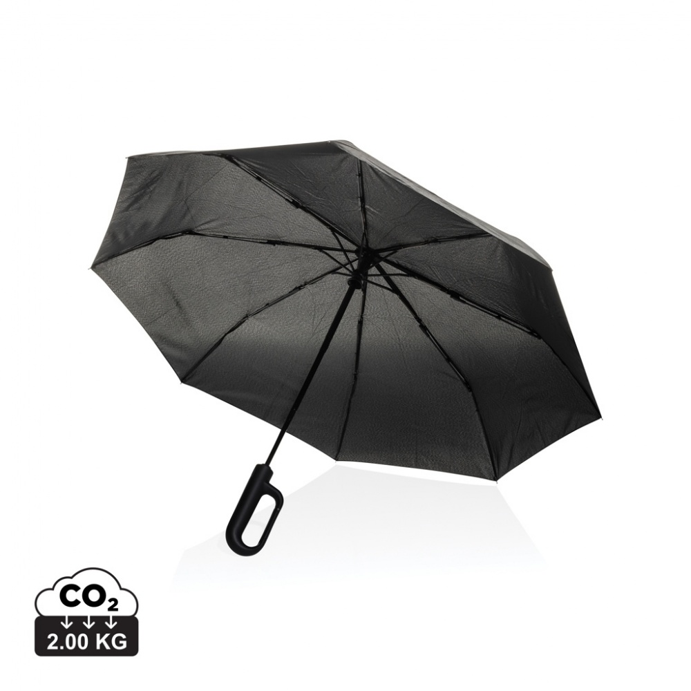 Logo trade corporate gifts image of: Yara 21" AWARE™ RPET solid colour umbrella with carabiner