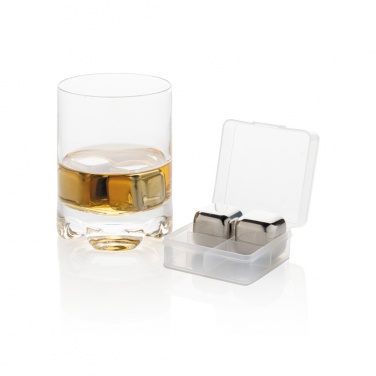 Logo trade promotional merchandise image of: Re-usable stainless steel ice cubes 4pc